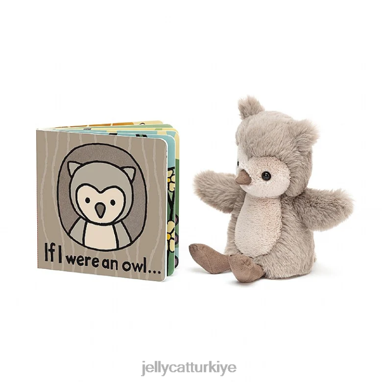 kitap Jellycat bir baykuş kitabı ve söğüt baykuşu olsaydım gri ve beyaz JNF4L732