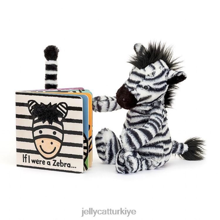 kitap Jellycat eğer bir zebra tahtası kitabı ve utangaç bir zebra siyah beyaz olsaydım JNF4L796