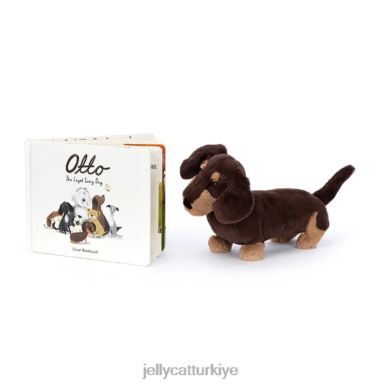 kitap Jellycat otto sadık uzun köpek kitabı ve otto sosisli köpek kahverengi JNF4L730