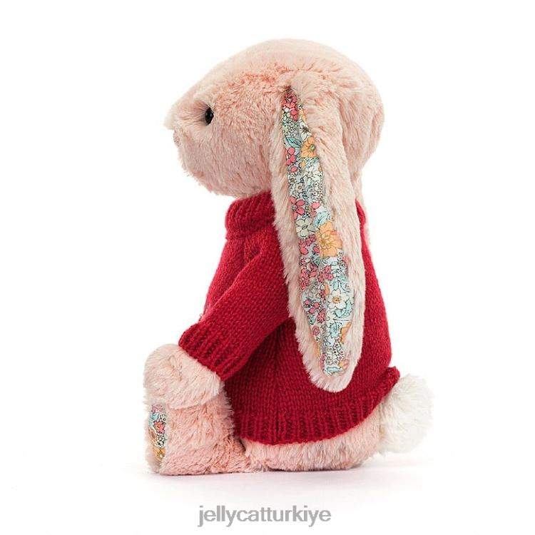 oyuncak Jellycat kişiselleştirilmiş kırmızı jumper şeftali ile çiçek allık tavşan JNF4L425