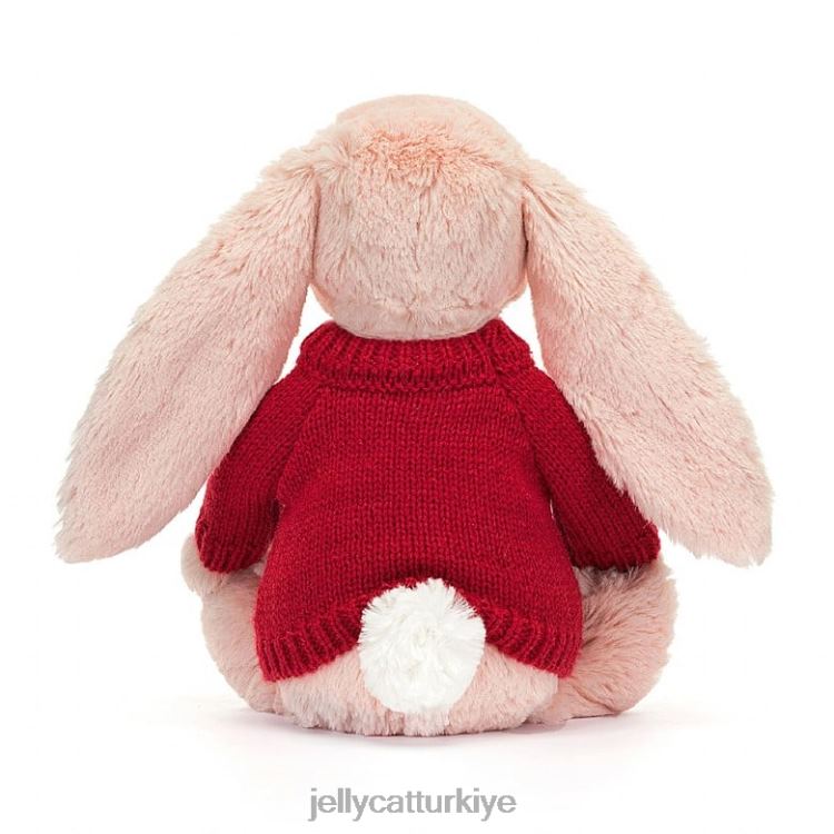 oyuncak Jellycat kişiselleştirilmiş kırmızı jumper şeftali ile çiçek allık tavşan JNF4L425