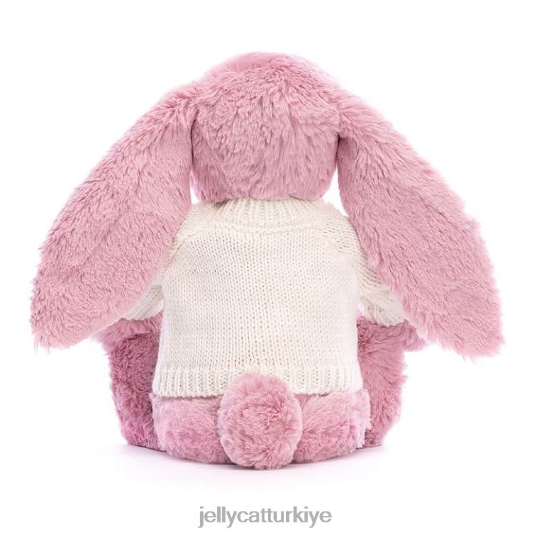 oyuncak Jellycat kişiye özel krem ​​rengi kazaklı çiçek lale tavşanı pembe JNF4L298