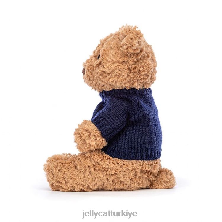 oyuncak Jellycat kişiye özel kahverengi lacivert kazaklı bartholomew ayı JNF4L104