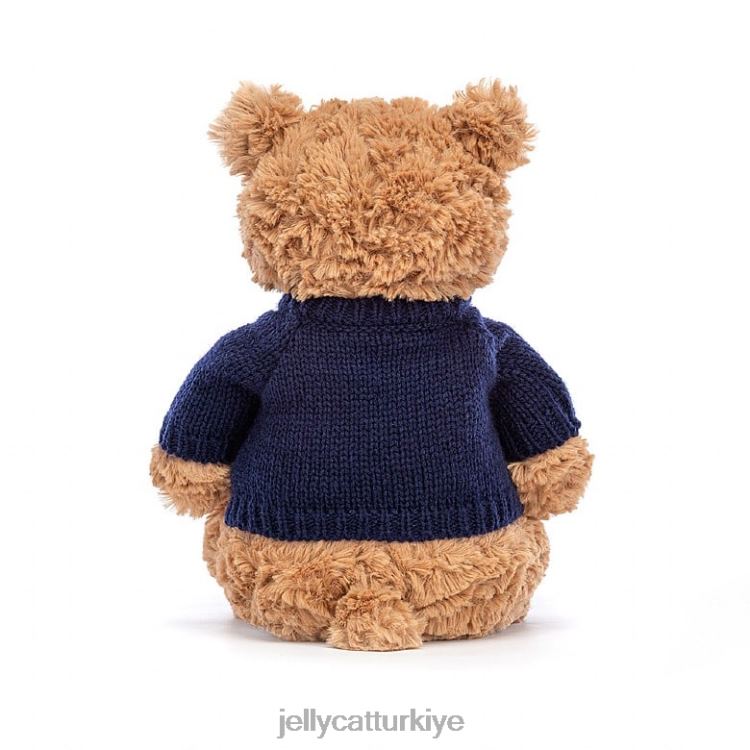 oyuncak Jellycat kişiye özel kahverengi lacivert kazaklı bartholomew ayı JNF4L104