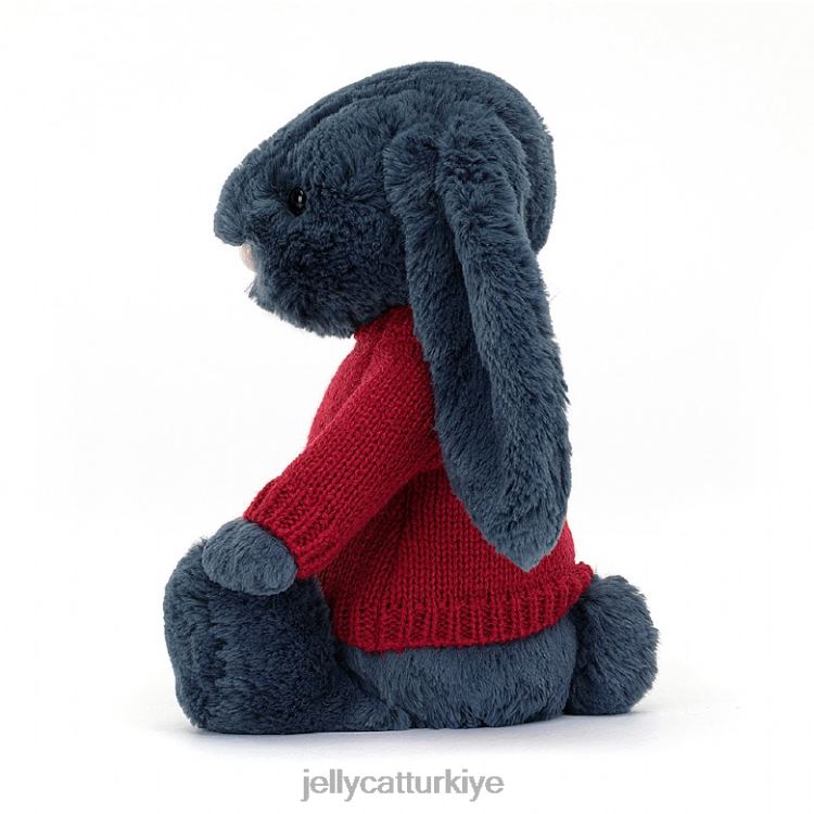 oyuncak Jellycat Kişiselleştirilmiş kırmızı kazaklı, lacivert utangaç tavşan JNF4L374