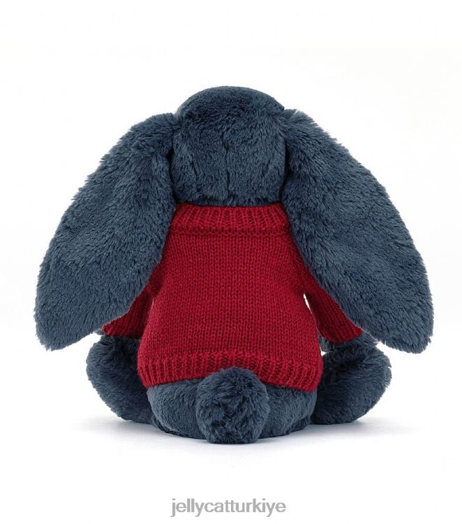 oyuncak Jellycat Kişiselleştirilmiş kırmızı kazaklı, lacivert utangaç tavşan JNF4L374