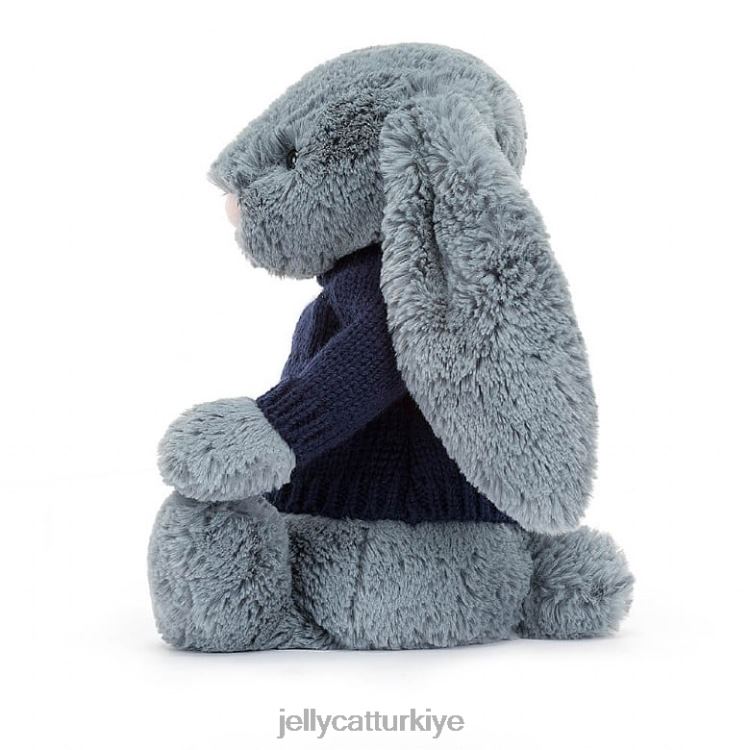 oyuncak Jellycat Kişiselleştirilmiş lacivert kazaklı, utangaç esmer tavşan JNF4L244