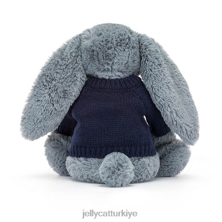 oyuncak Jellycat Kişiselleştirilmiş lacivert kazaklı, utangaç esmer tavşan JNF4L244