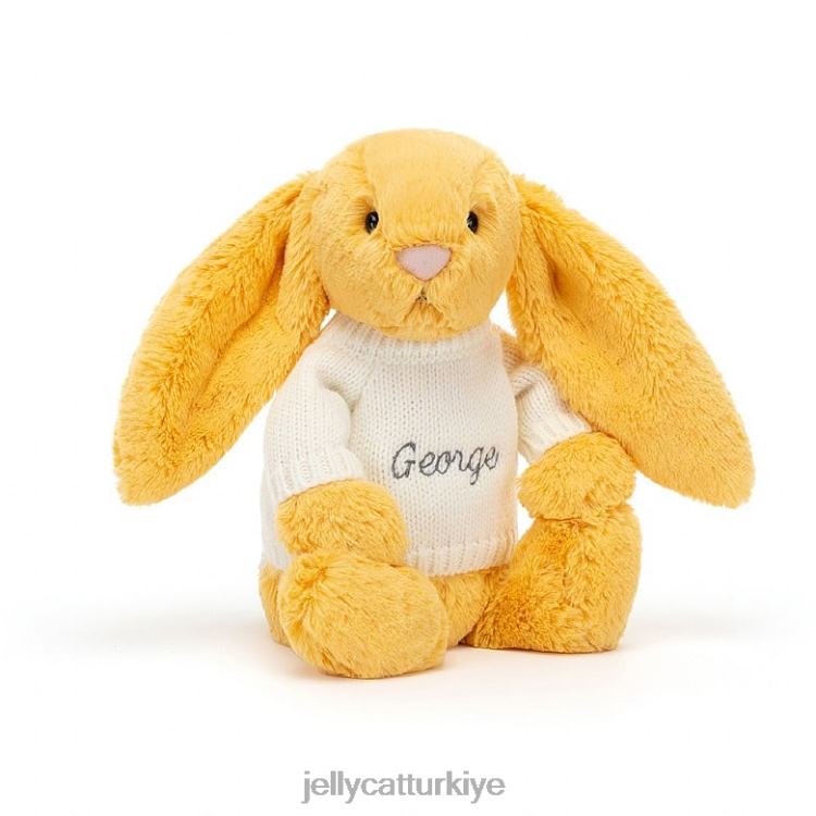 oyuncak Jellycat Kişiye özel krem ​​rengi kazak Sunshine ile utangaç tavşan JNF4L483