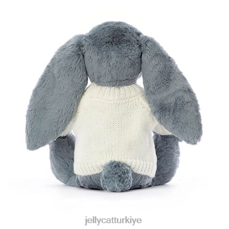 oyuncak Jellycat Kişiye özel krem ​​rengi mavi kazaklı utangaç esmer tavşan JNF4L266