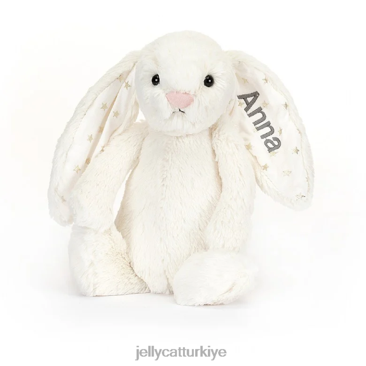 oyuncak Jellycat kişiselleştirilmiş çekingen pırıltı tavşan orta boy krem JNF4L203