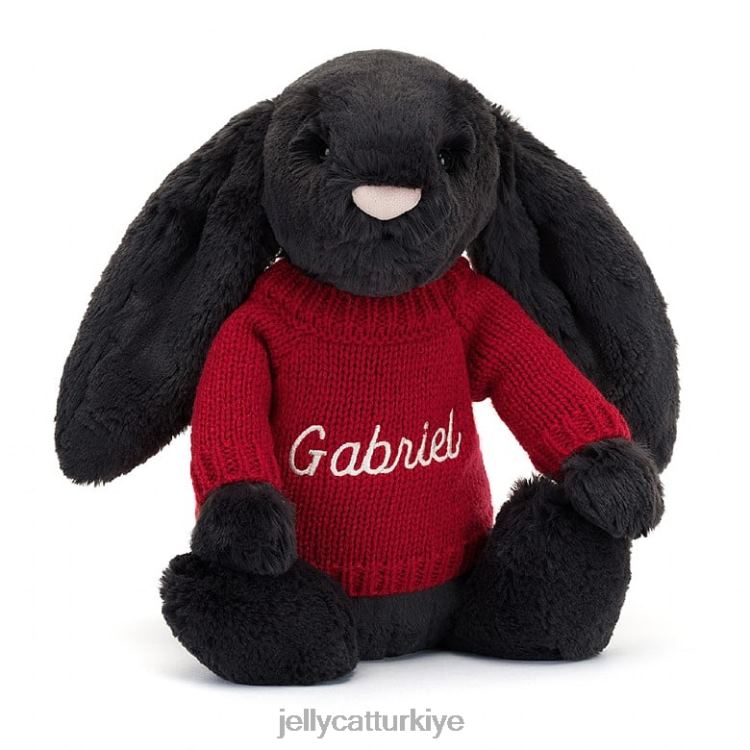 oyuncak Jellycat kişiselleştirilmiş kırmızı kazak mürekkebiyle utangaç ve tavşan JNF4L519