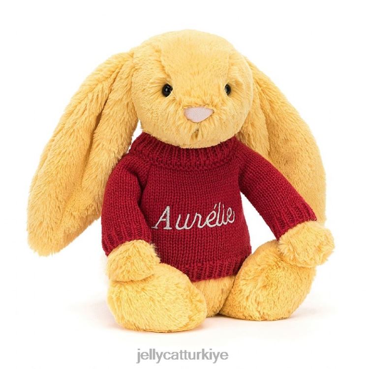 oyuncak Jellycat kişiselleştirilmiş kırmızı kazaklı güneş ışığına sahip utangaç tavşan JNF4L332