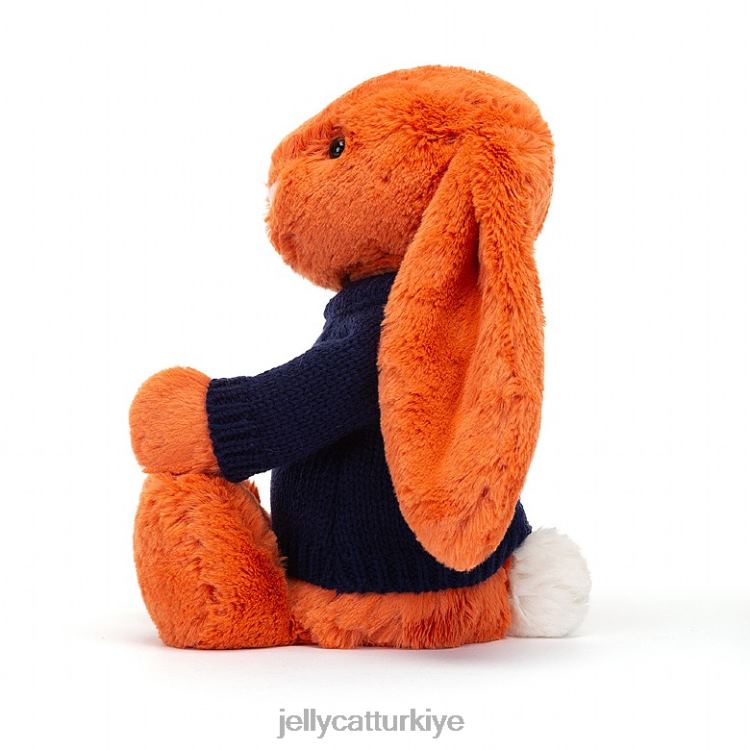 oyuncak Jellycat kişiselleştirilmiş lacivert kazaklı turuncu mandalina tavşanı JNF4L508