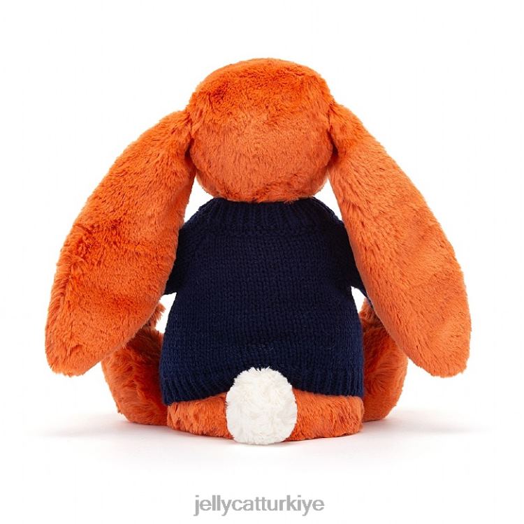 oyuncak Jellycat kişiselleştirilmiş lacivert kazaklı turuncu mandalina tavşanı JNF4L508