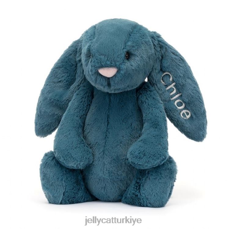 oyuncak Jellycat kişiselleştirilmiş utangaç mineral mavisi tavşan orta boy colbalt mavisi JNF4L346