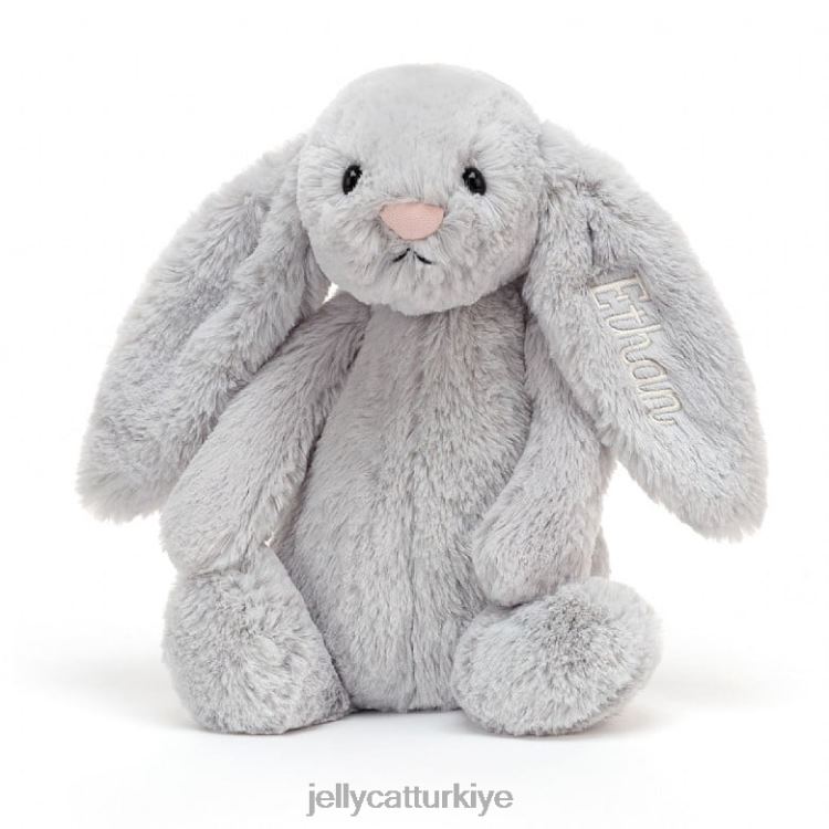 oyuncak Jellycat kişiselleştirilmiş utangaç tavşan orta gümüş JNF4L273