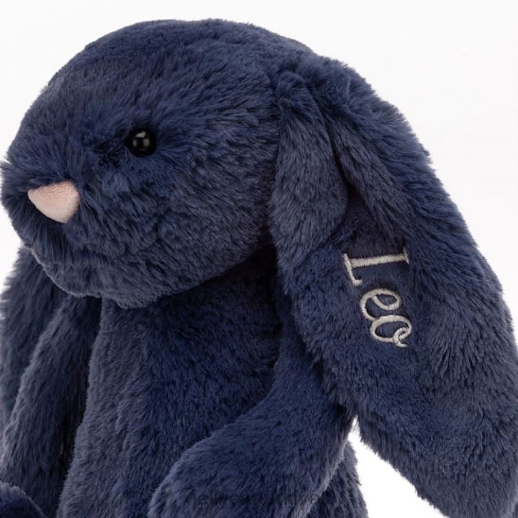 oyuncak Jellycat kişiselleştirilmiş utangaç tavşan orta lacivert JNF4L242