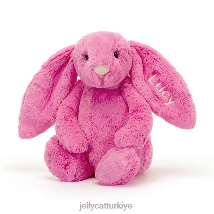 oyuncak Jellycat kişiselleştirilmiş utangaç tavşan orta sıcak pembe JNF4L173