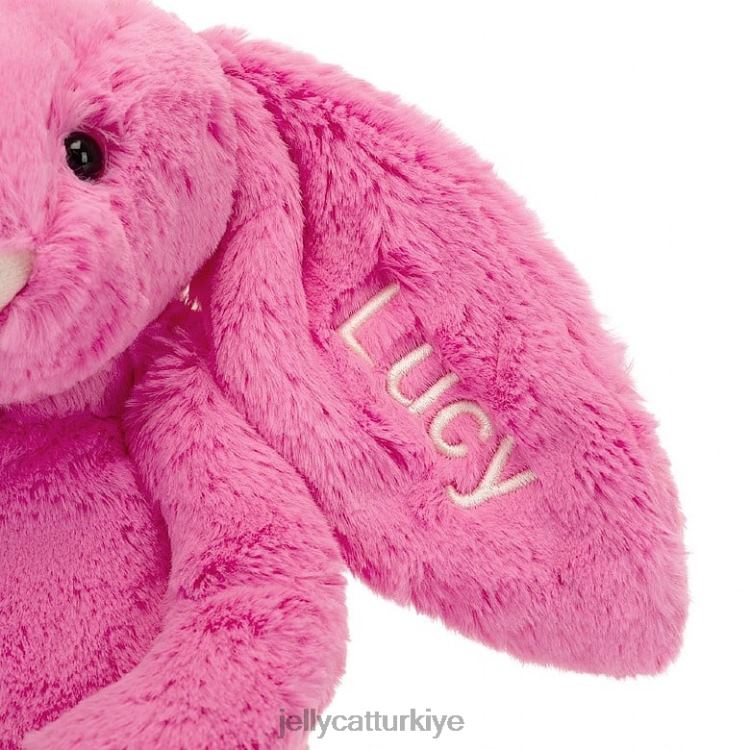 oyuncak Jellycat kişiselleştirilmiş utangaç tavşan orta sıcak pembe JNF4L173