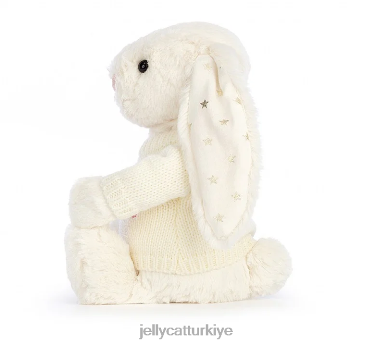 oyuncak Jellycat kişiye özel jumper kremalı utangaç pırıltılı tavşan JNF4L188