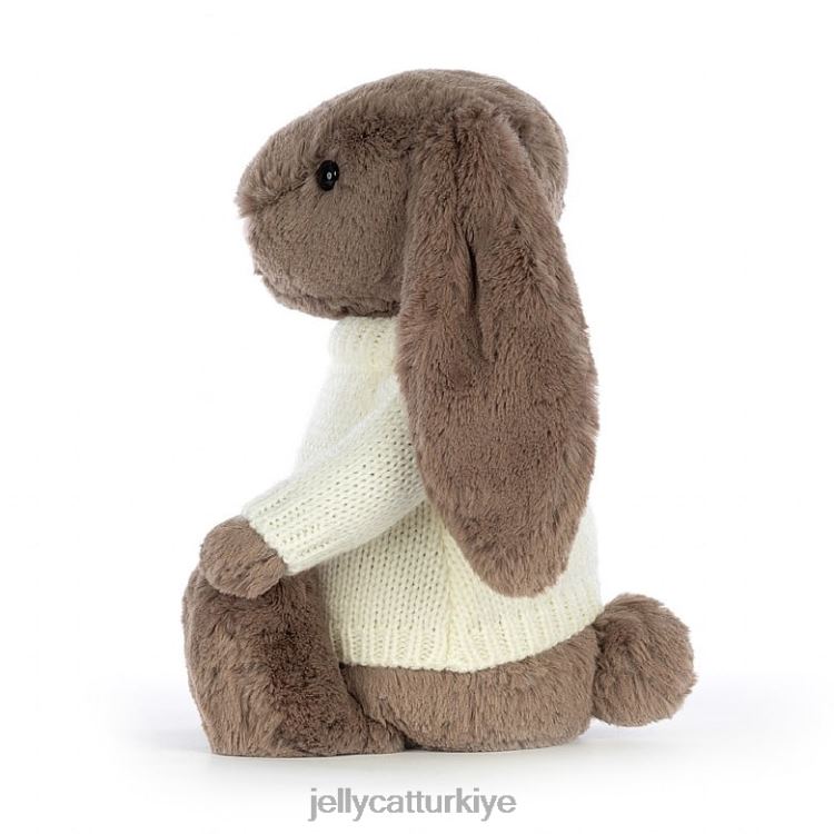 oyuncak Jellycat kişiye özel krem ​​kahverengi kazaklı utangaç trüflü tavşan JNF4L281