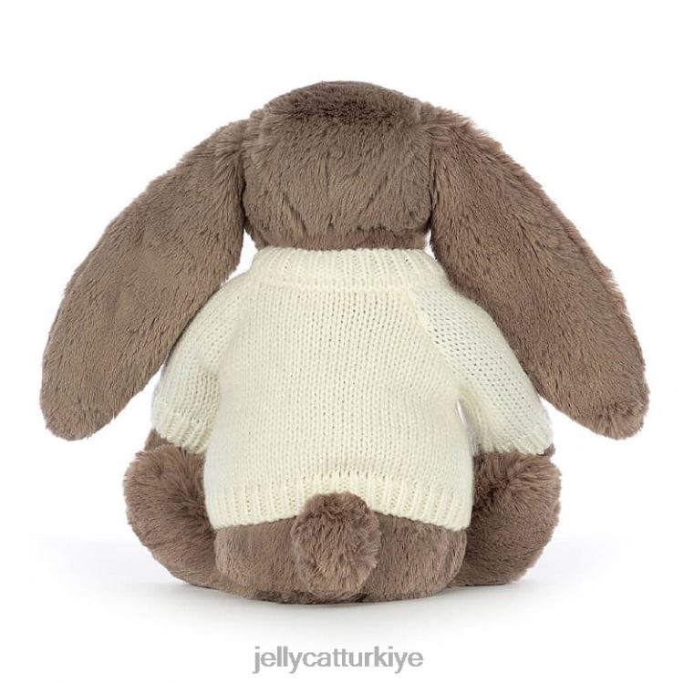 oyuncak Jellycat kişiye özel krem ​​kahverengi kazaklı utangaç trüflü tavşan JNF4L281
