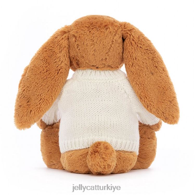 oyuncak Jellycat kişiye özel krem ​​rengi altın rengi kazaklı utangaç tavşan JNF4L355