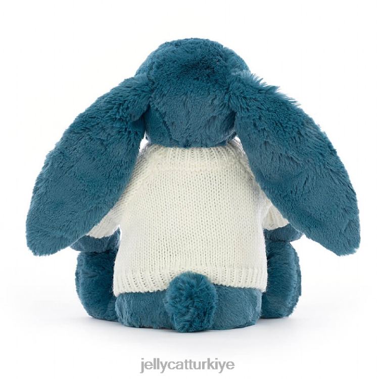 oyuncak Jellycat kişiye özel krem ​​rengi kazak kolbalt mavisi ile utangaç mineral mavisi tavşan JNF4L330