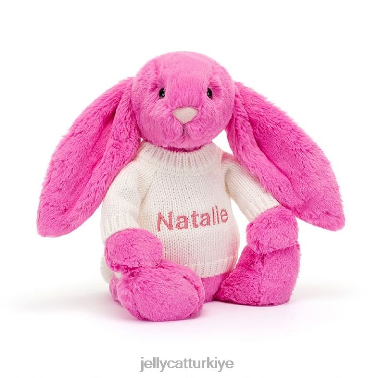 oyuncak Jellycat kişiye özel krem ​​rengi kazaklı çekingen tavşan JNF4L216