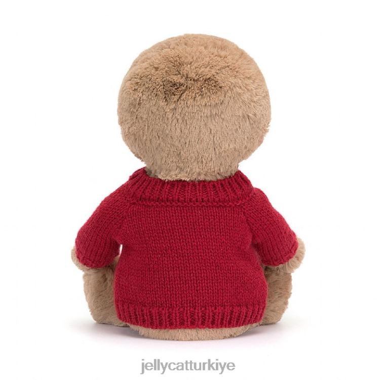 oyuncak Jellycat Kişiye özel kırmızı kazakla utangaç tembellik JNF4L205