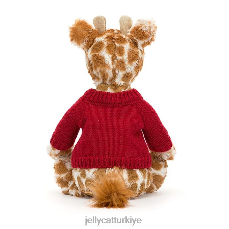oyuncak Jellycat kişiselleştirilmiş kırmızı kazak turuncu ile utangaç zürafa JNF4L224