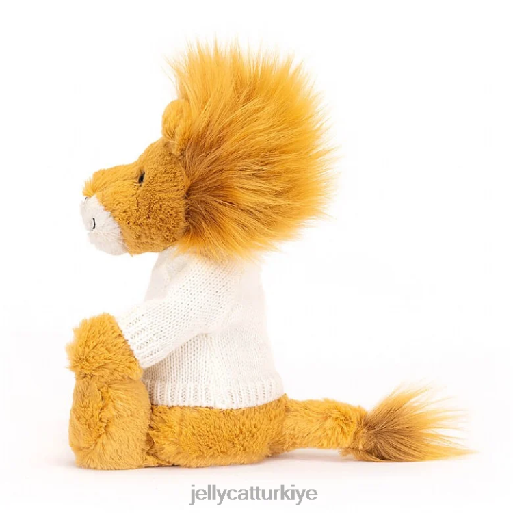 oyuncak Jellycat kişiye özel krem ​​rengi kazaklı utangaç aslan sarı JNF4L539