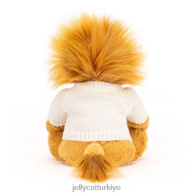 oyuncak Jellycat kişiye özel krem ​​rengi kazaklı utangaç aslan sarı JNF4L539