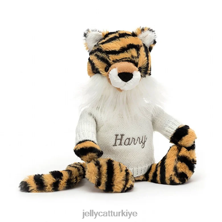 oyuncak Jellycat kişiye özel çok renkli krem ​​rengi kazaklı utangaç kaplan JNF4L327