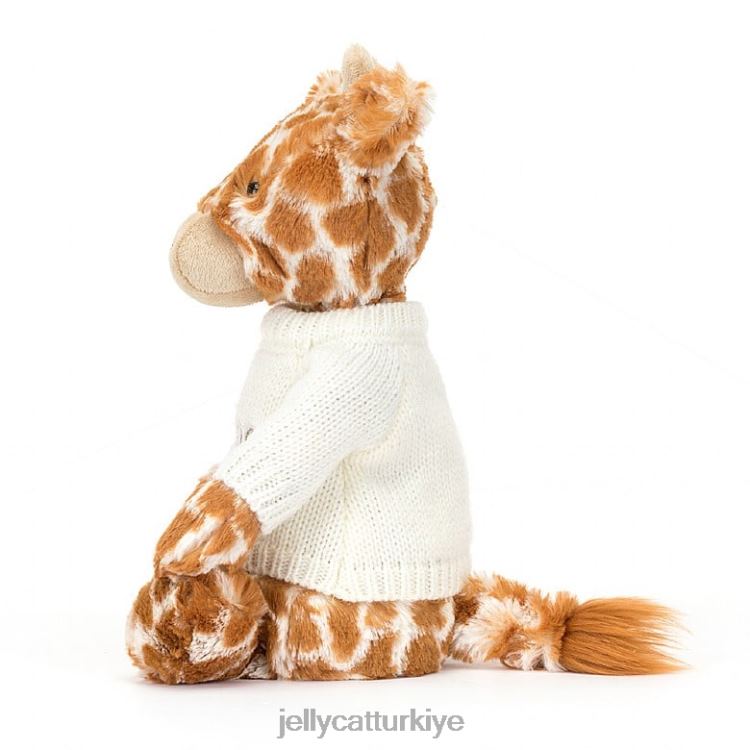 oyuncak Jellycat kişiye özel turuncu krem ​​rengi kazaklı utangaç zürafa JNF4L240